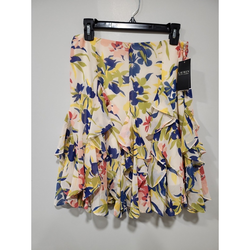 Lauren Ralph Lauren NWT Skirt Womens Size 4 Floral Tiered Lined A-Line Polyester